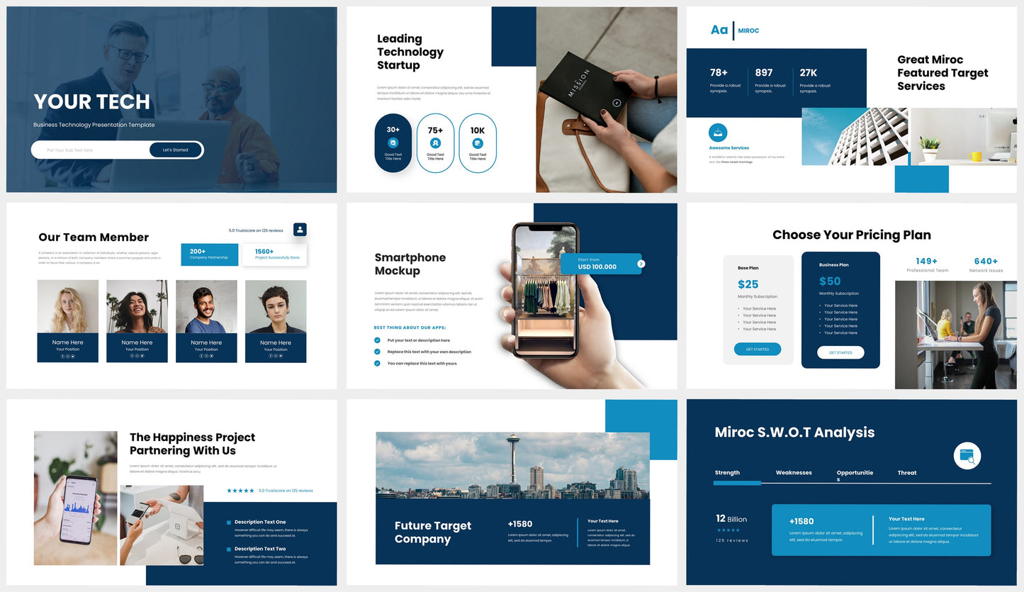 Blue Powerpoint Presentation Template Navy Dark Blue