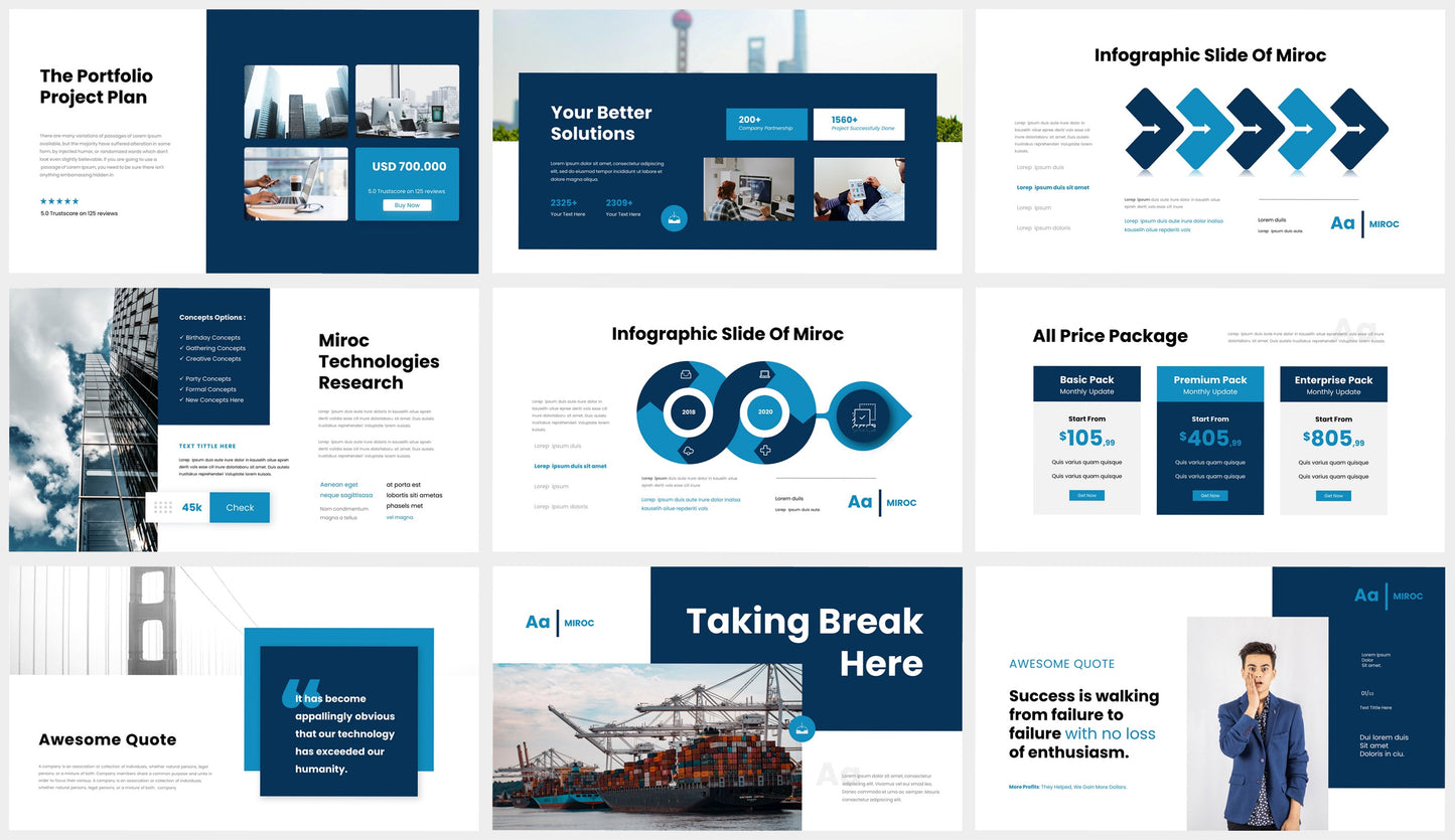 Blue Powerpoint Presentation Template Navy Dark Blue