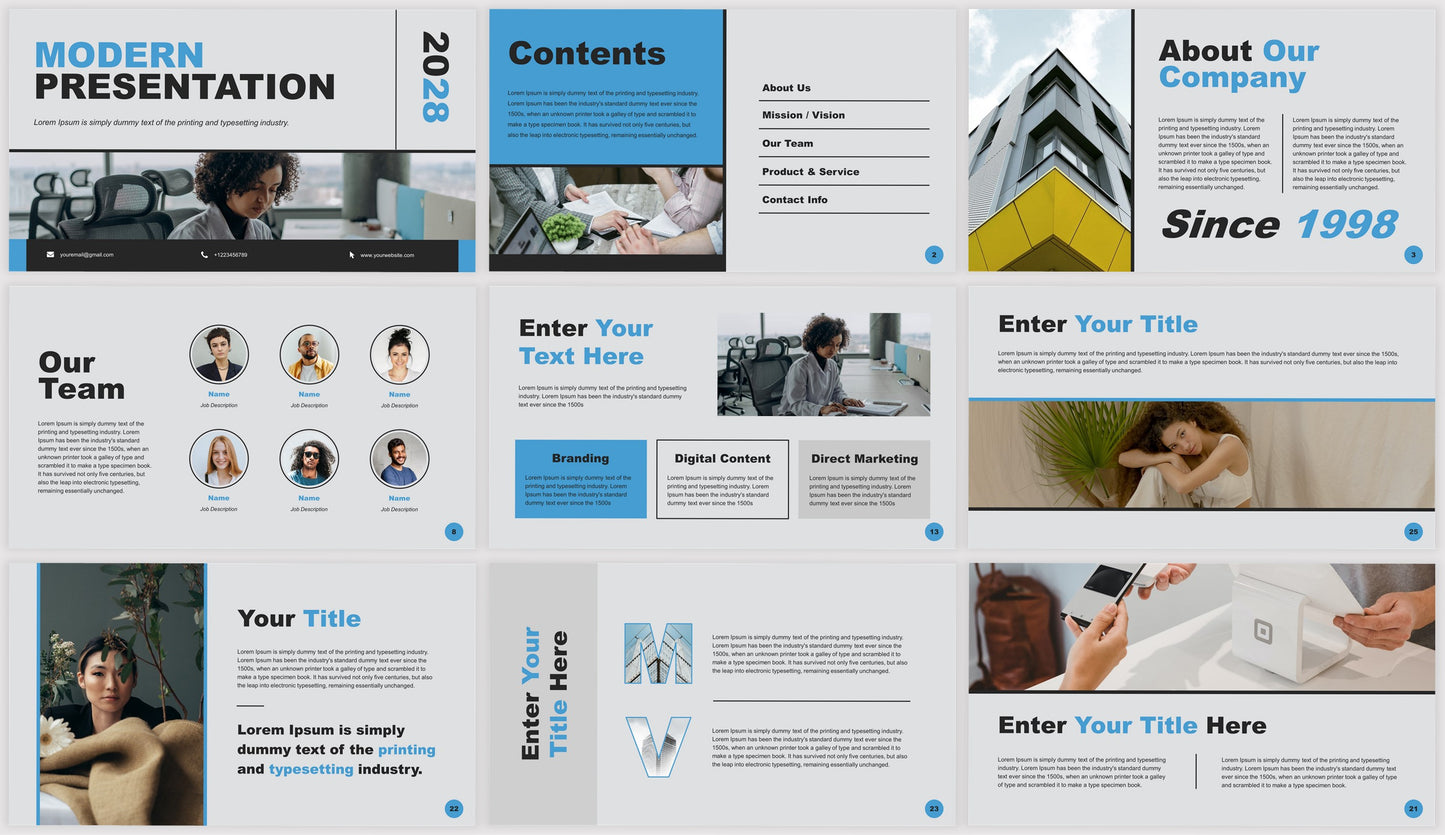 Professional Blue and Gray Presentation Template