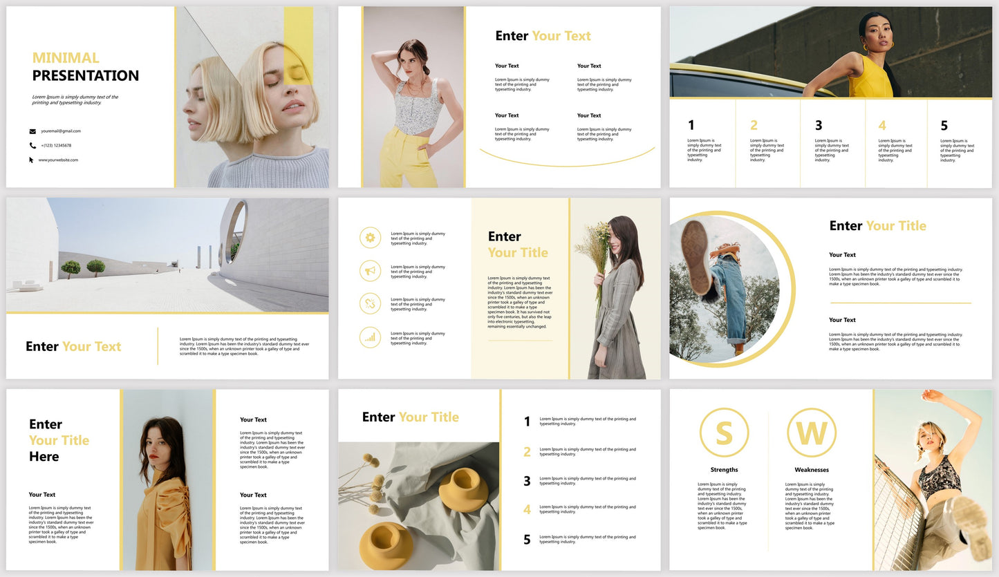 Yellow PowerPoint Template for Business, School and College Projects