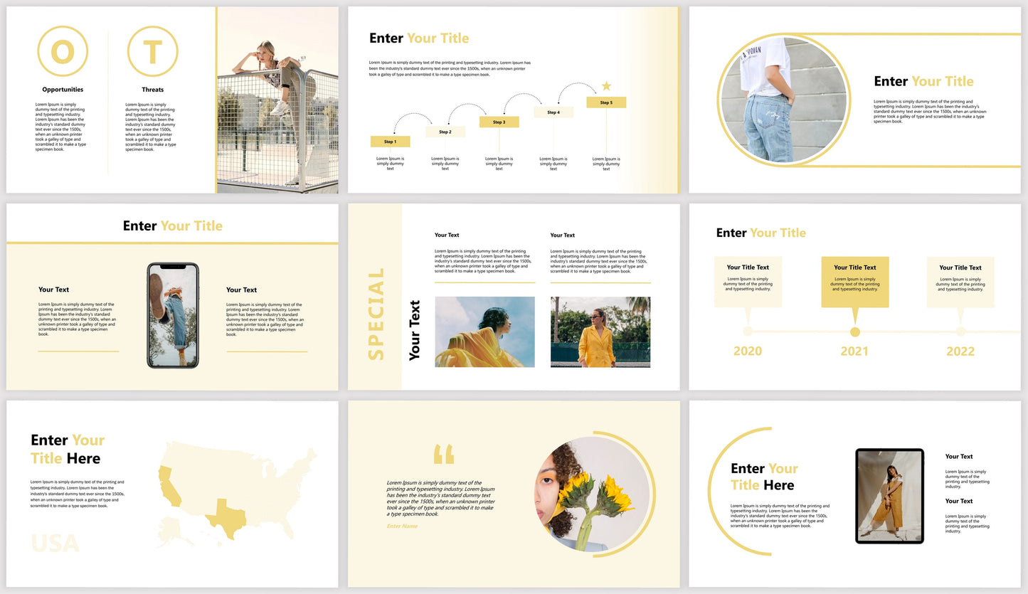 Yellow PowerPoint Template for Business, School and College Projects