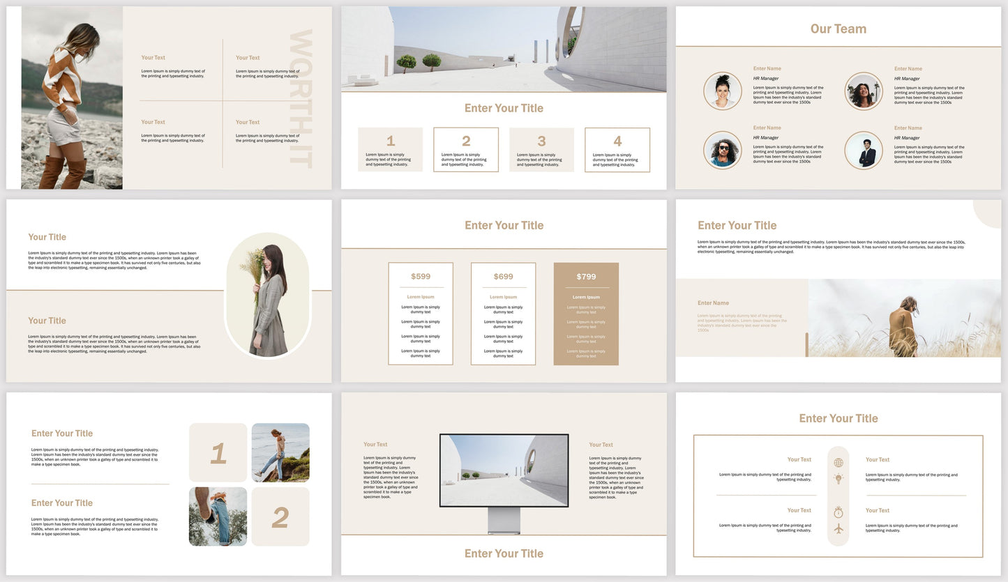 Gold and Beige Easily Editable PowerPoint Template